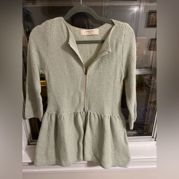 Zara Tops - Zara Turquoise Knit Peplum Top